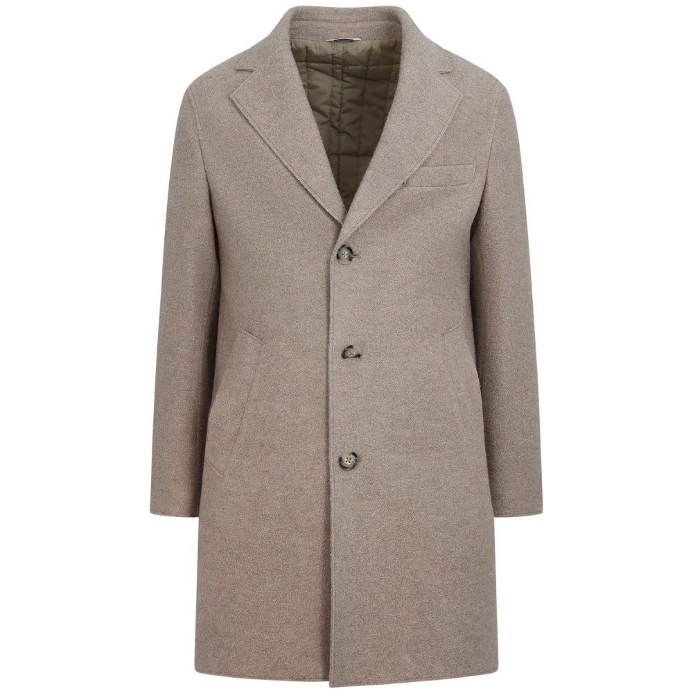 Cappotto beige trama boucle per uomo
