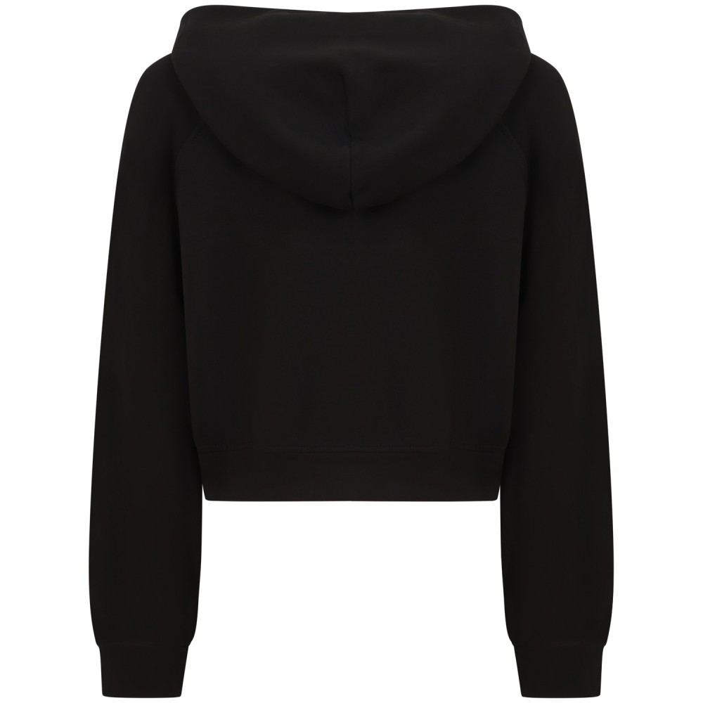 Felpa crop con logo centrale nera per donna