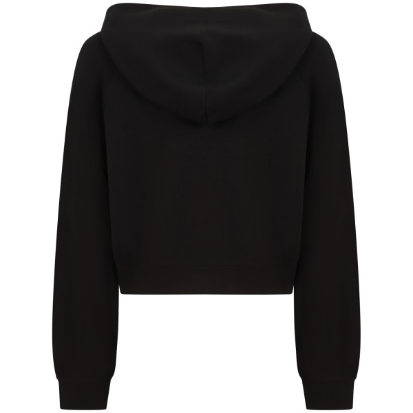 Felpa crop con logo centrale nera per donna