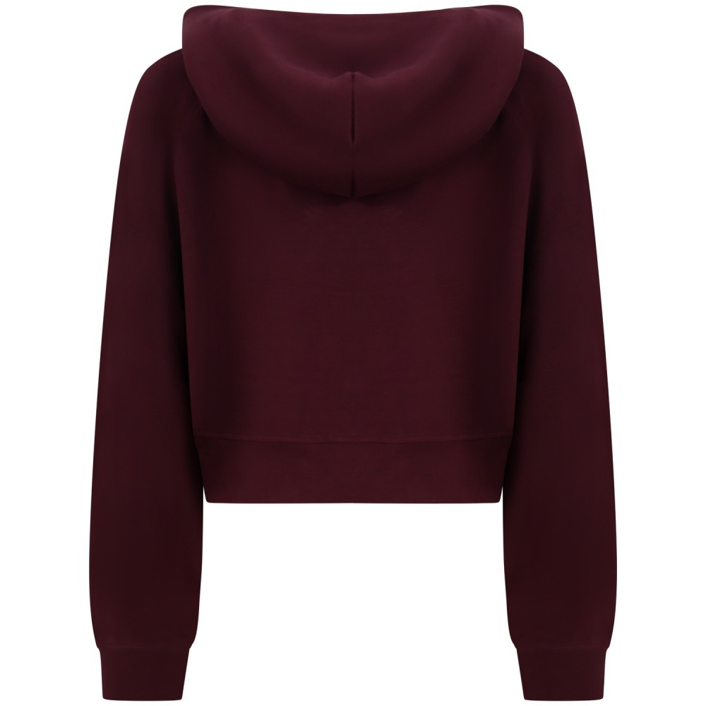 Felpa crop con logo centrale bordeaux per donna