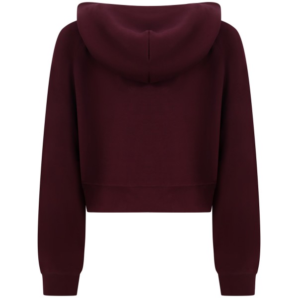 Felpa crop con logo centrale bordeaux per donna