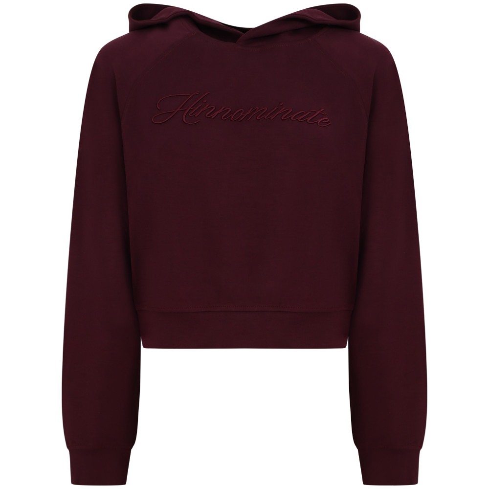 Felpa crop con logo centrale bordeaux per donna