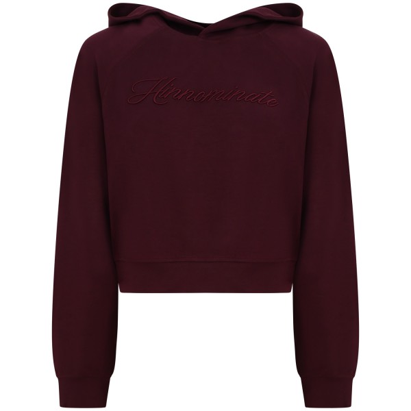 Felpa crop con logo centrale bordeaux per donna