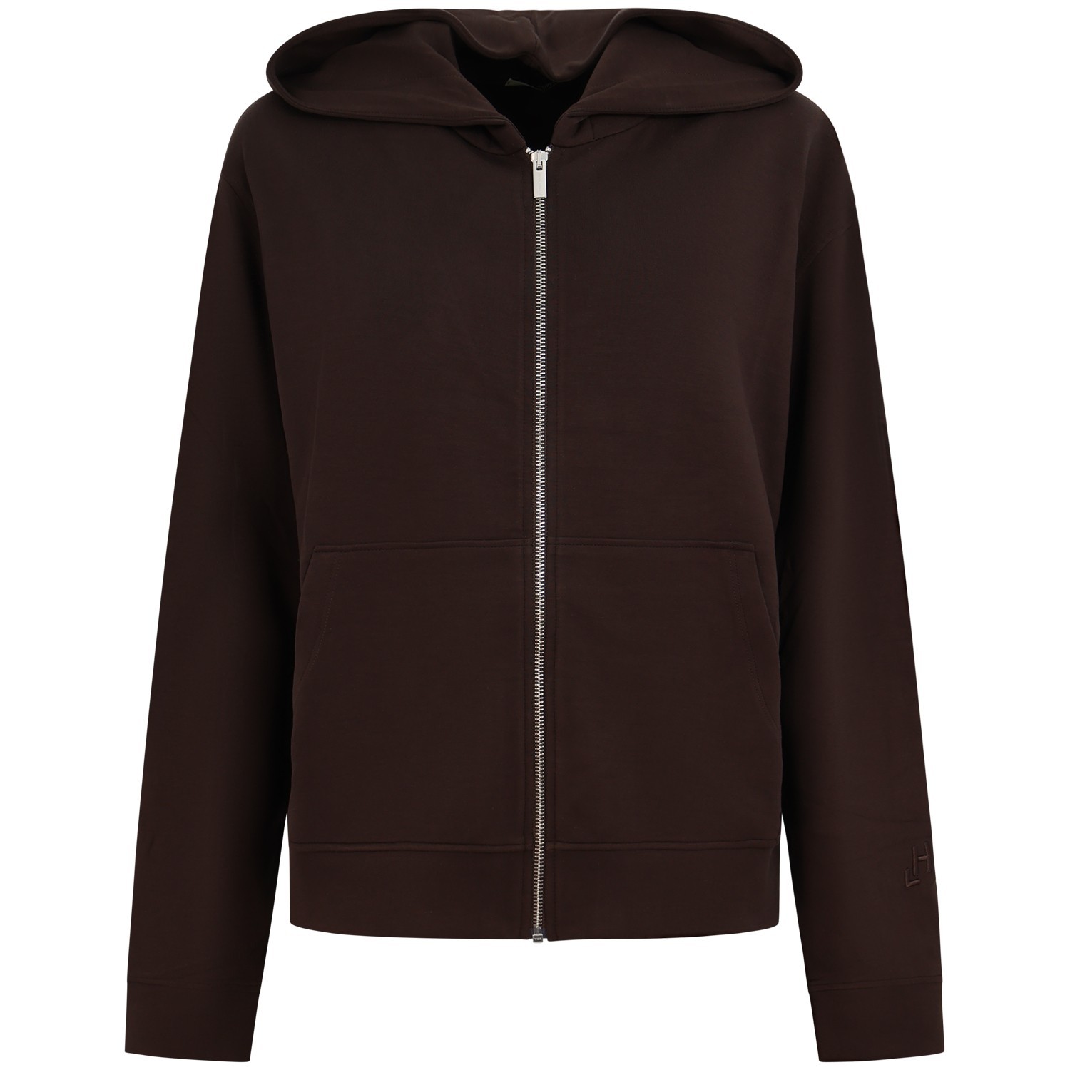 Felpa con zip marrone per donna