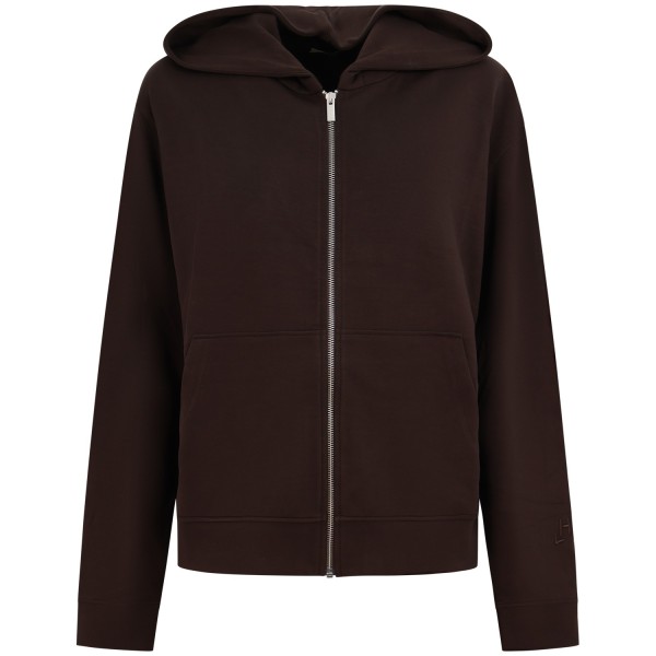 Felpa con zip marrone per donna
