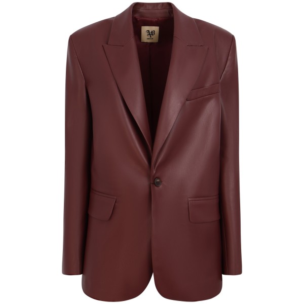 Giacca in ecopelle bordeaux per donna