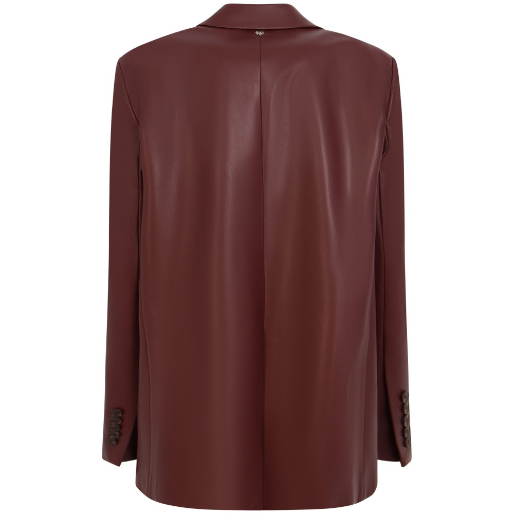 Giacca in ecopelle bordeaux per donna