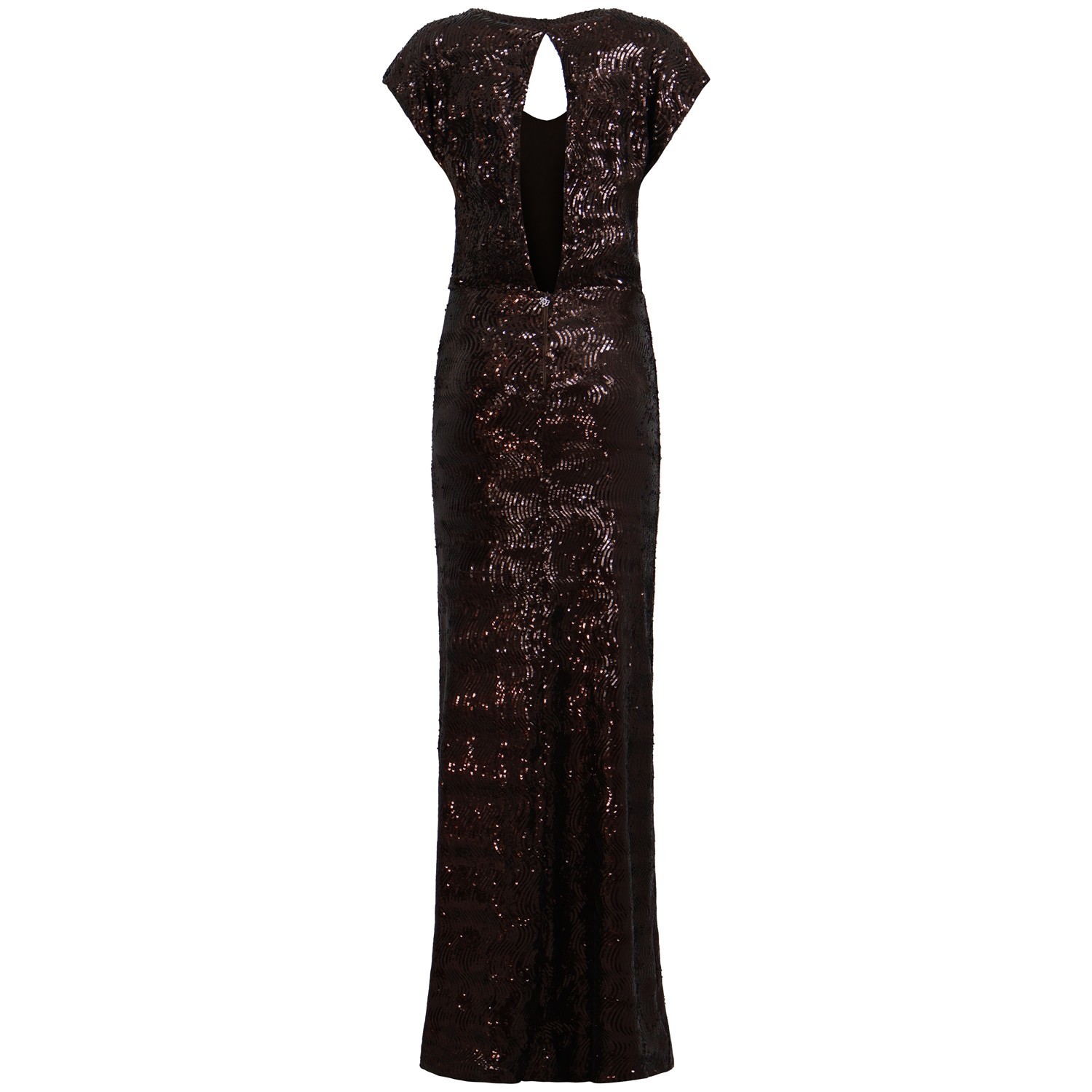 Abito lungo marrone con paillettes per donna 2