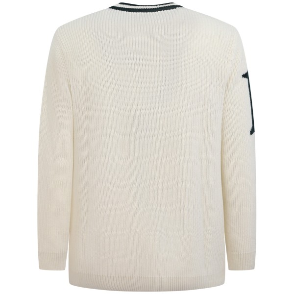 Cardigan bianco con riporti verdi per uomo