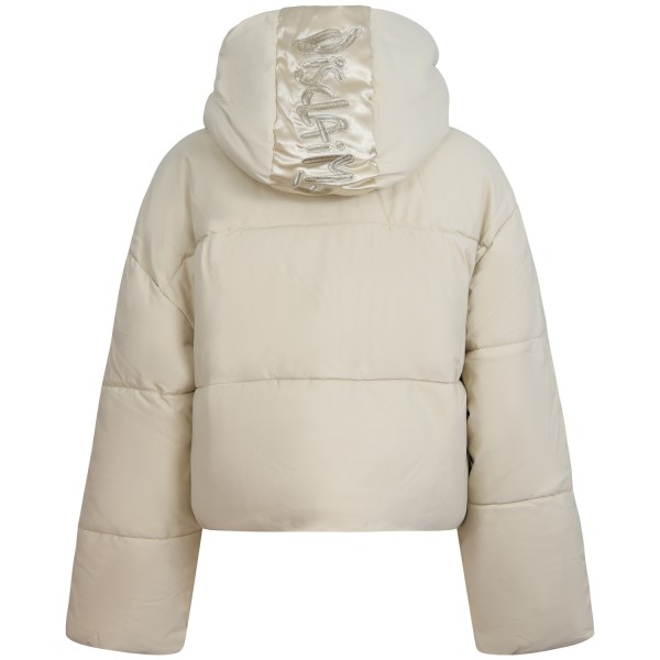 Giubbotto bianco simil pelle con logo per donna