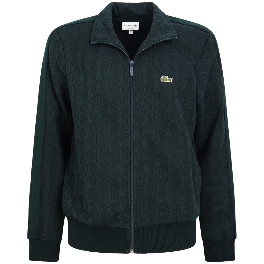 Felpa verde con zip all over per uomo