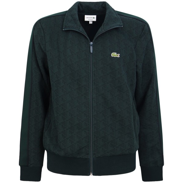 Felpa verde con zip all over per uomo