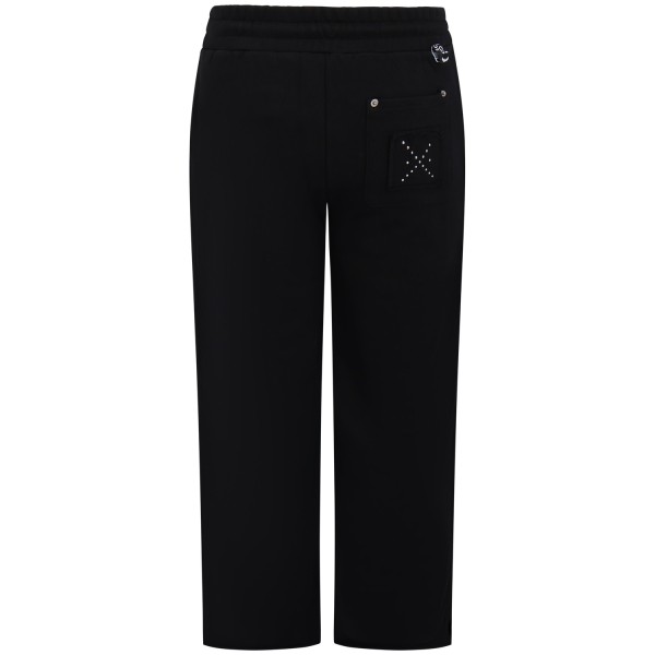 Pantalone tuta nero con mini logo per uomo