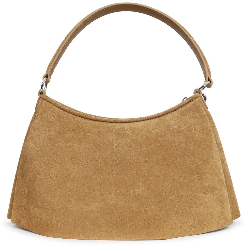 Borsa beige in camoscio per donna