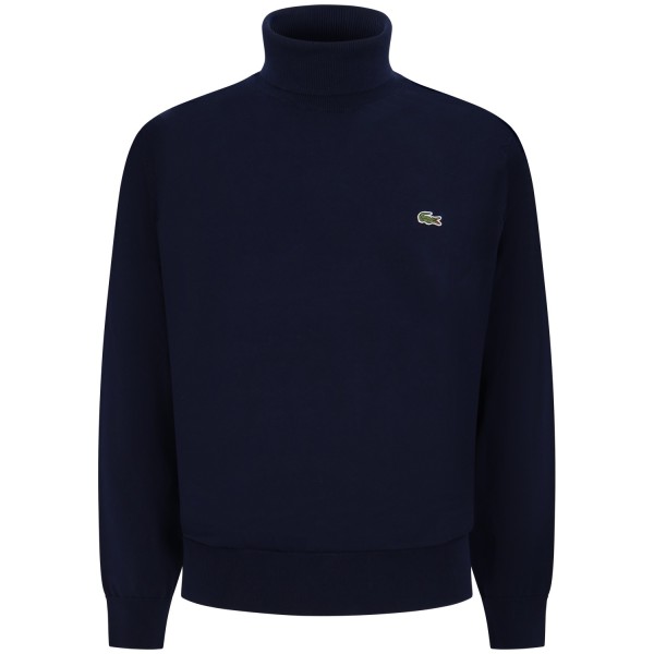 Dolcevita blu con mini logo per uomo