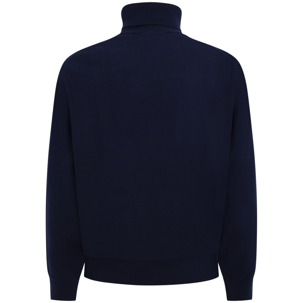 Dolcevita blu con mini logo per uomo
