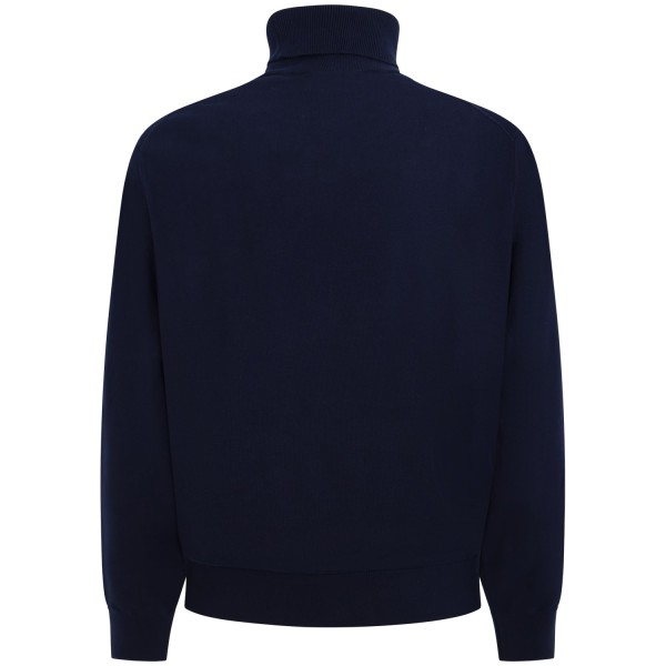 Dolcevita blu con mini logo per uomo