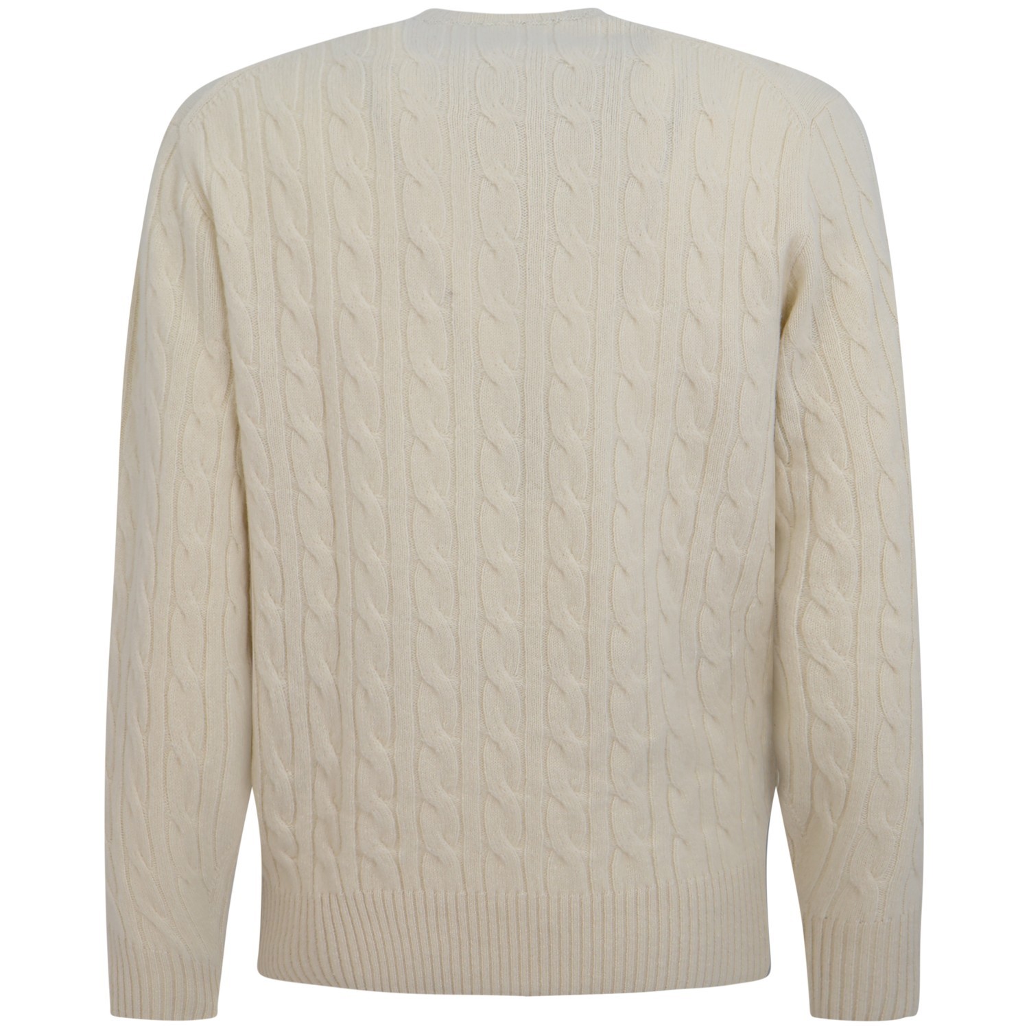 Maglione avorio intrecciato per uomo 2