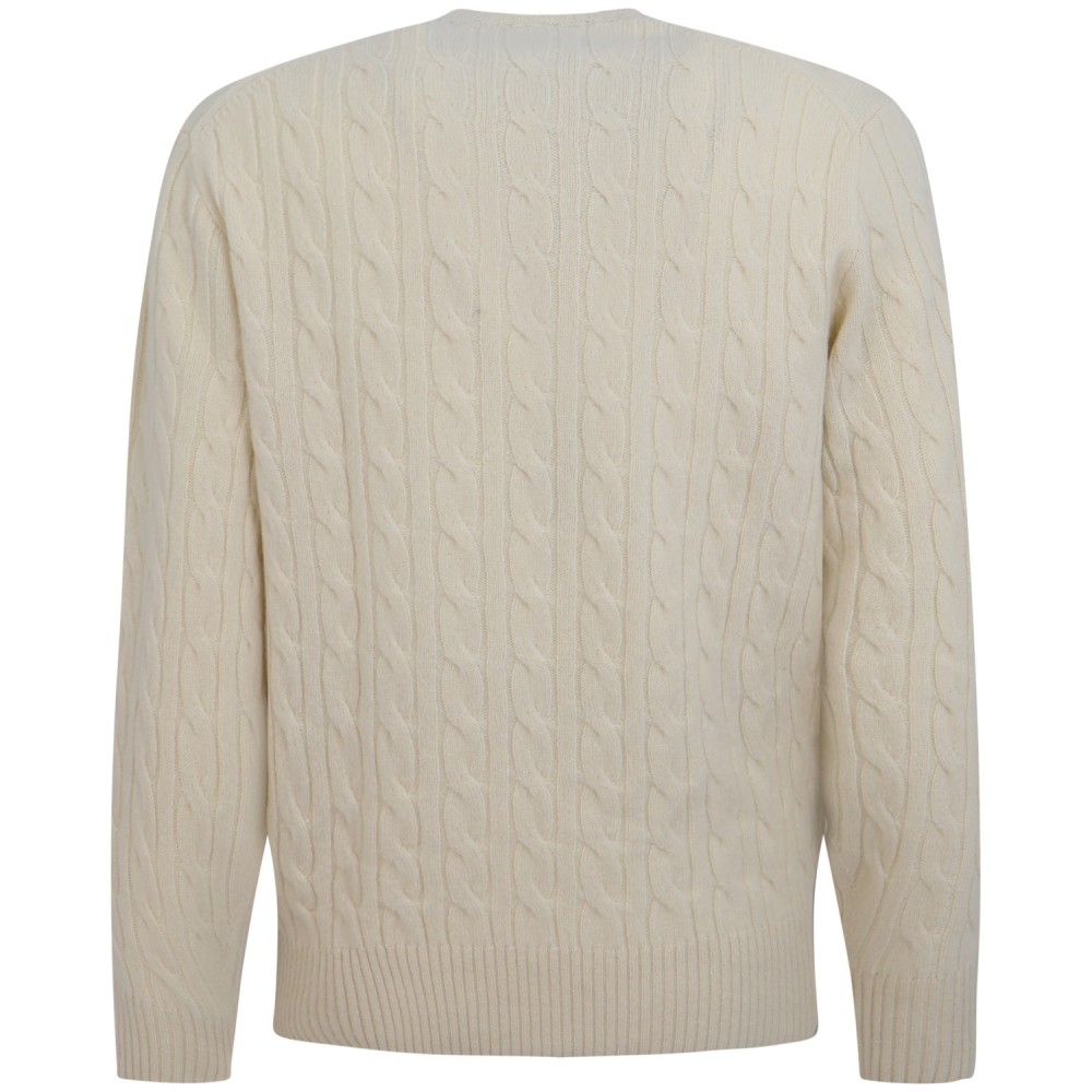 Maglione avorio intrecciato per uomo