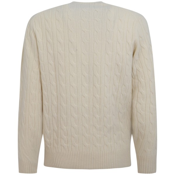 Maglione avorio intrecciato per uomo