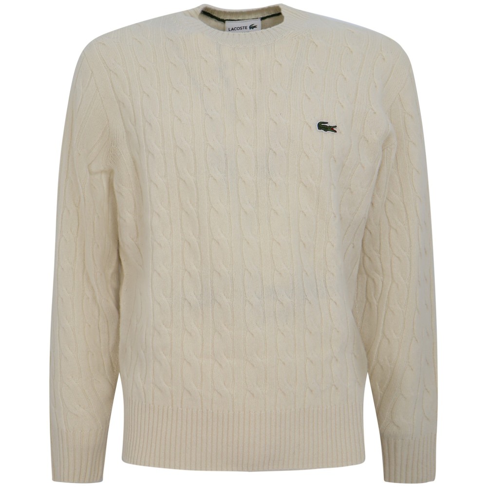 Maglione avorio intrecciato per uomo