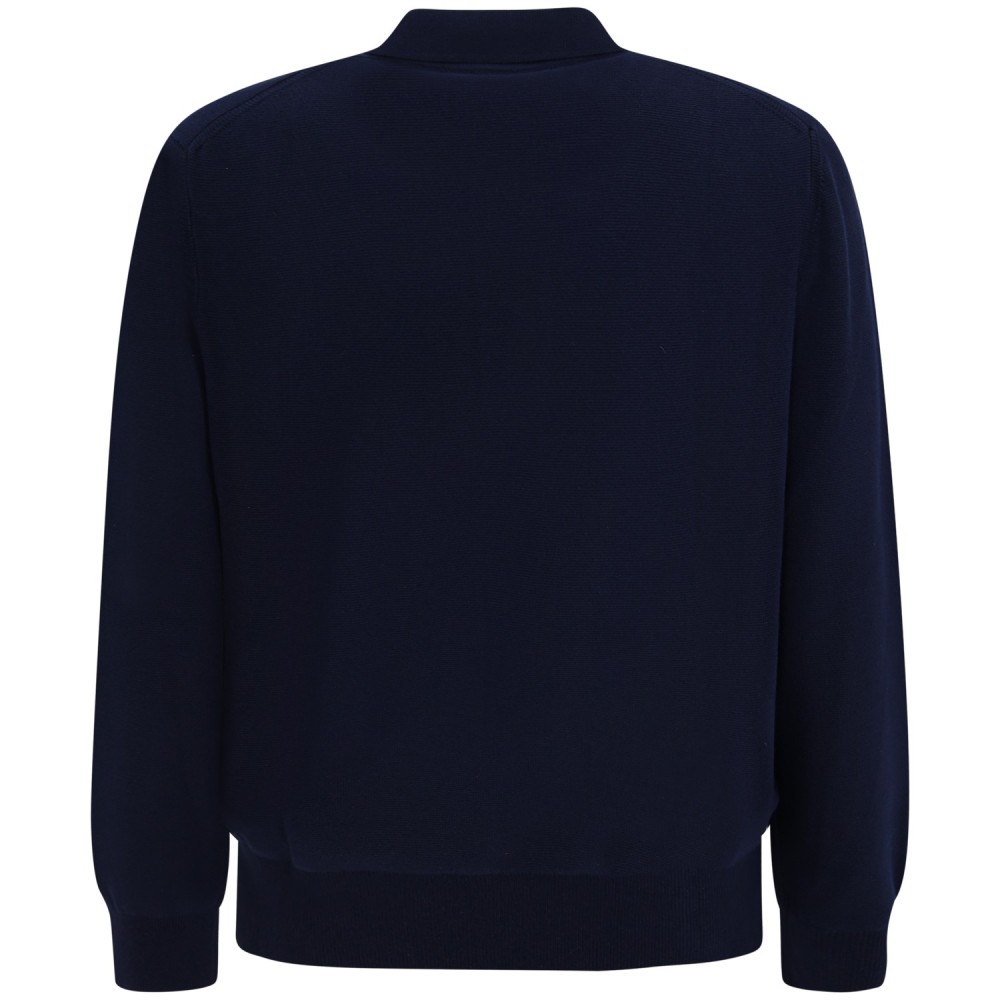 Polo blu a manica lunga per uomo