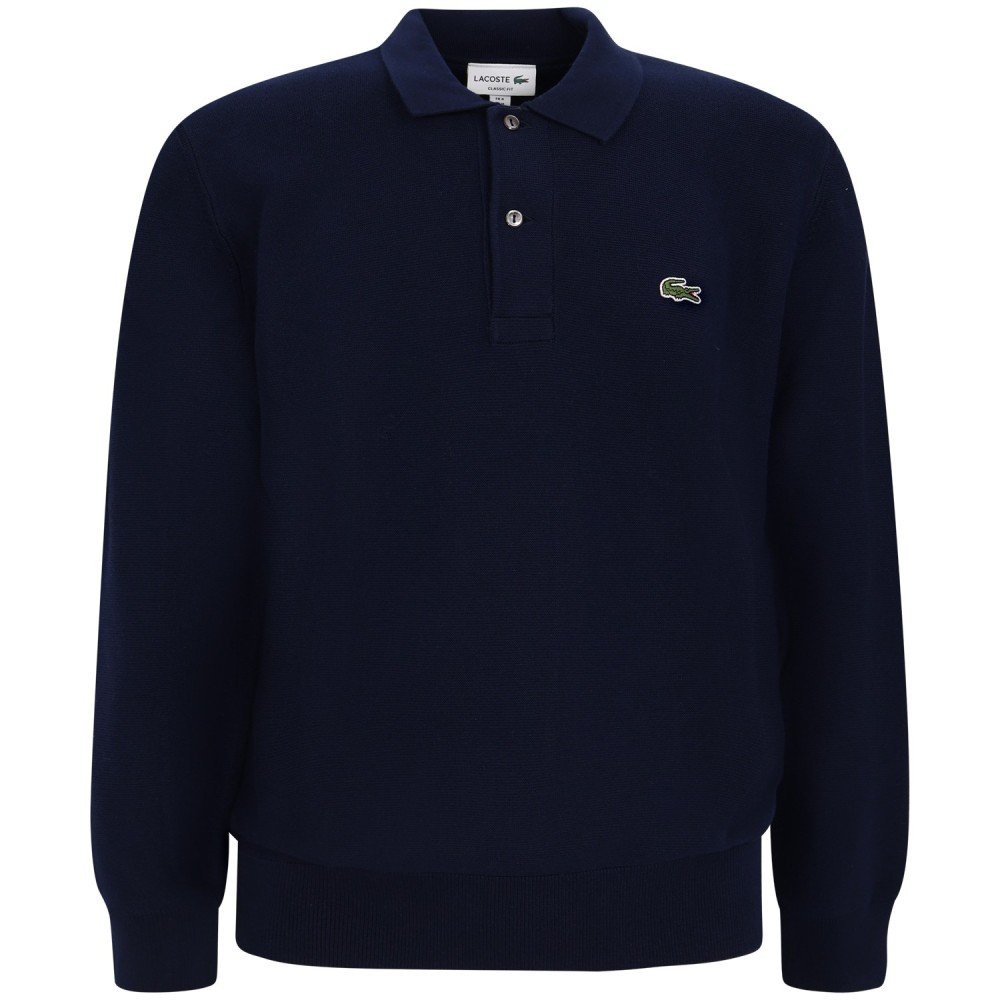 Polo blu a manica lunga per uomo