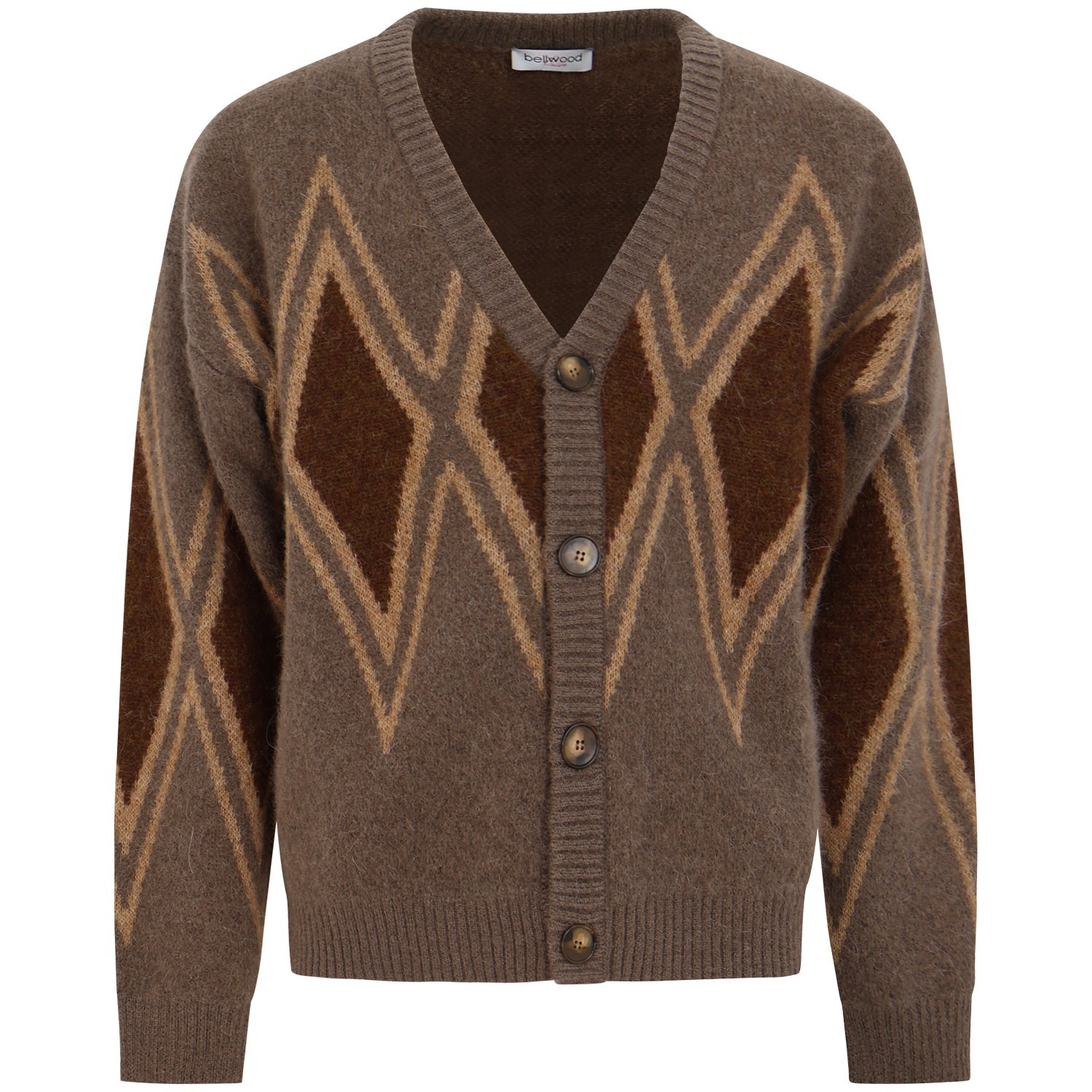 Cardigan marrone a rombi per uomo