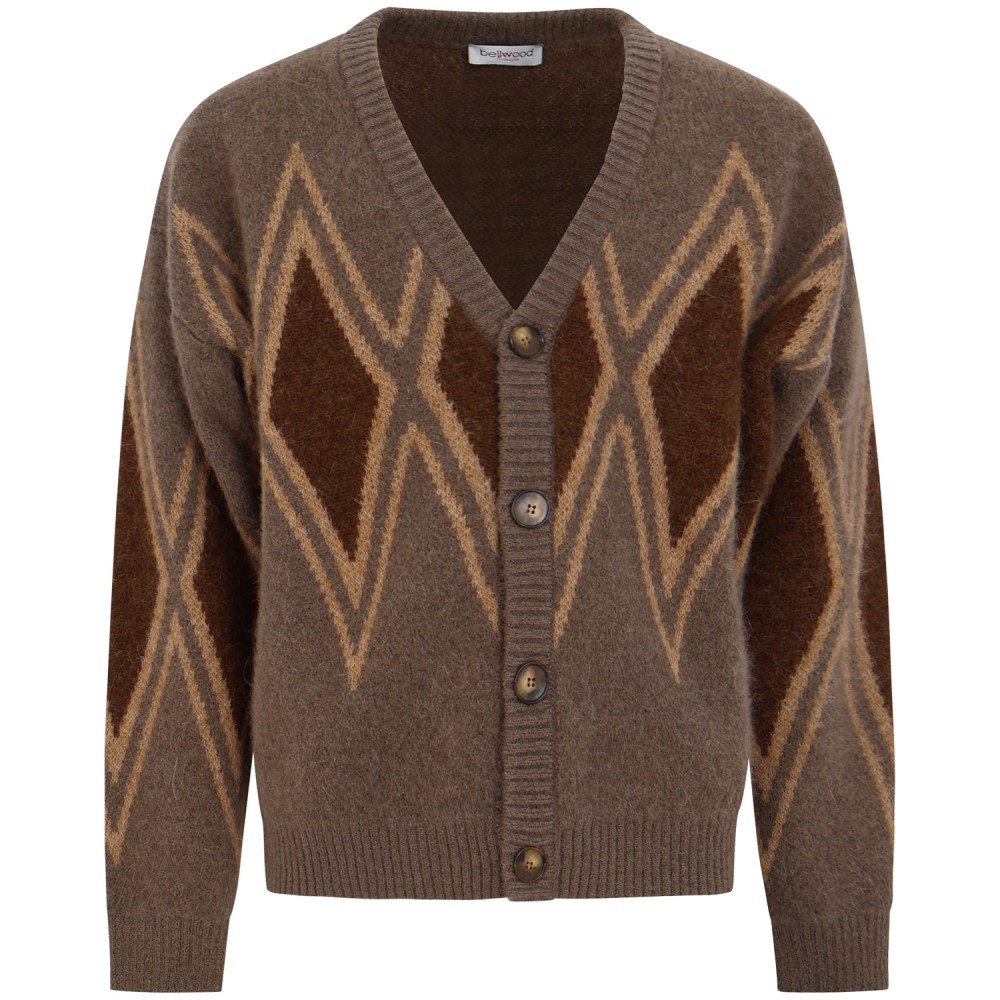 Cardigan marrone a rombi per uomo