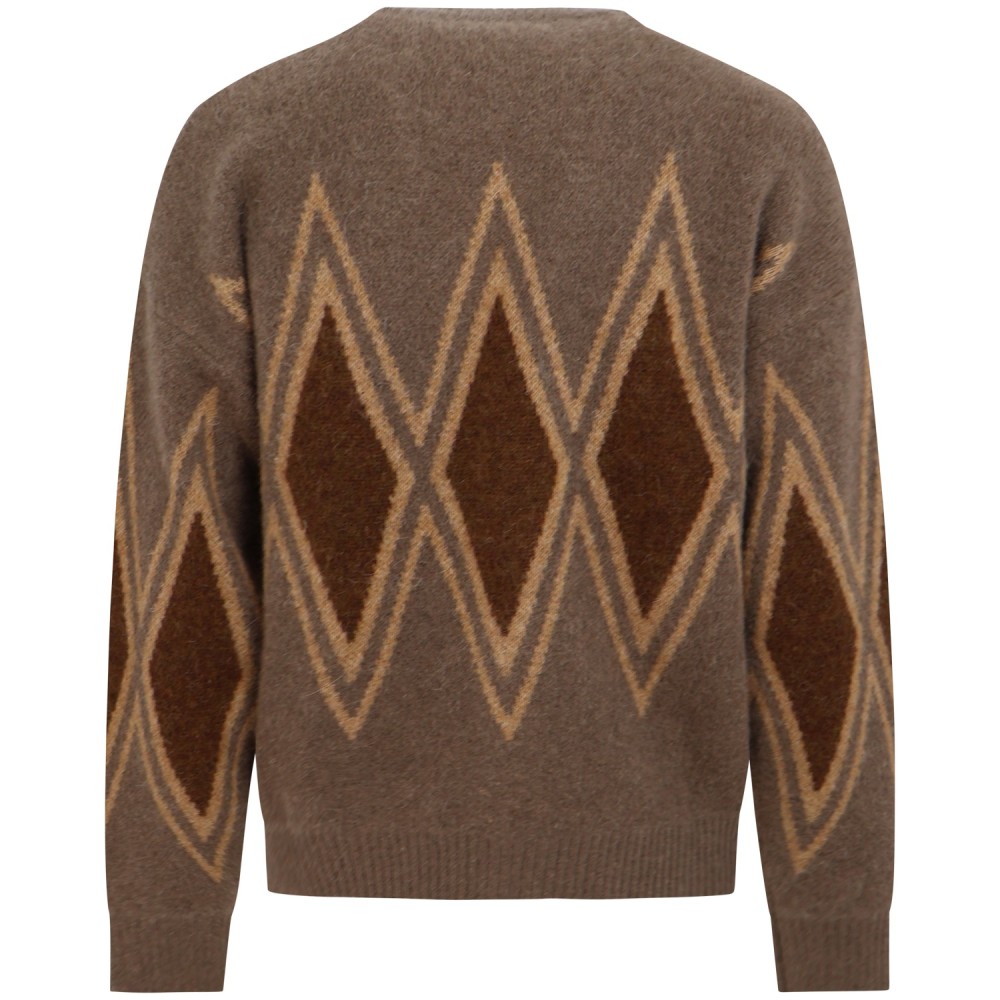 Cardigan marrone a rombi per uomo