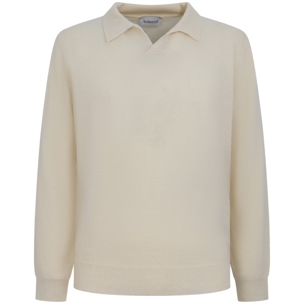 Maglione avorio con colletto per uomo