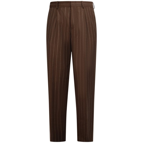 Pantalone marrone gessato per uomo