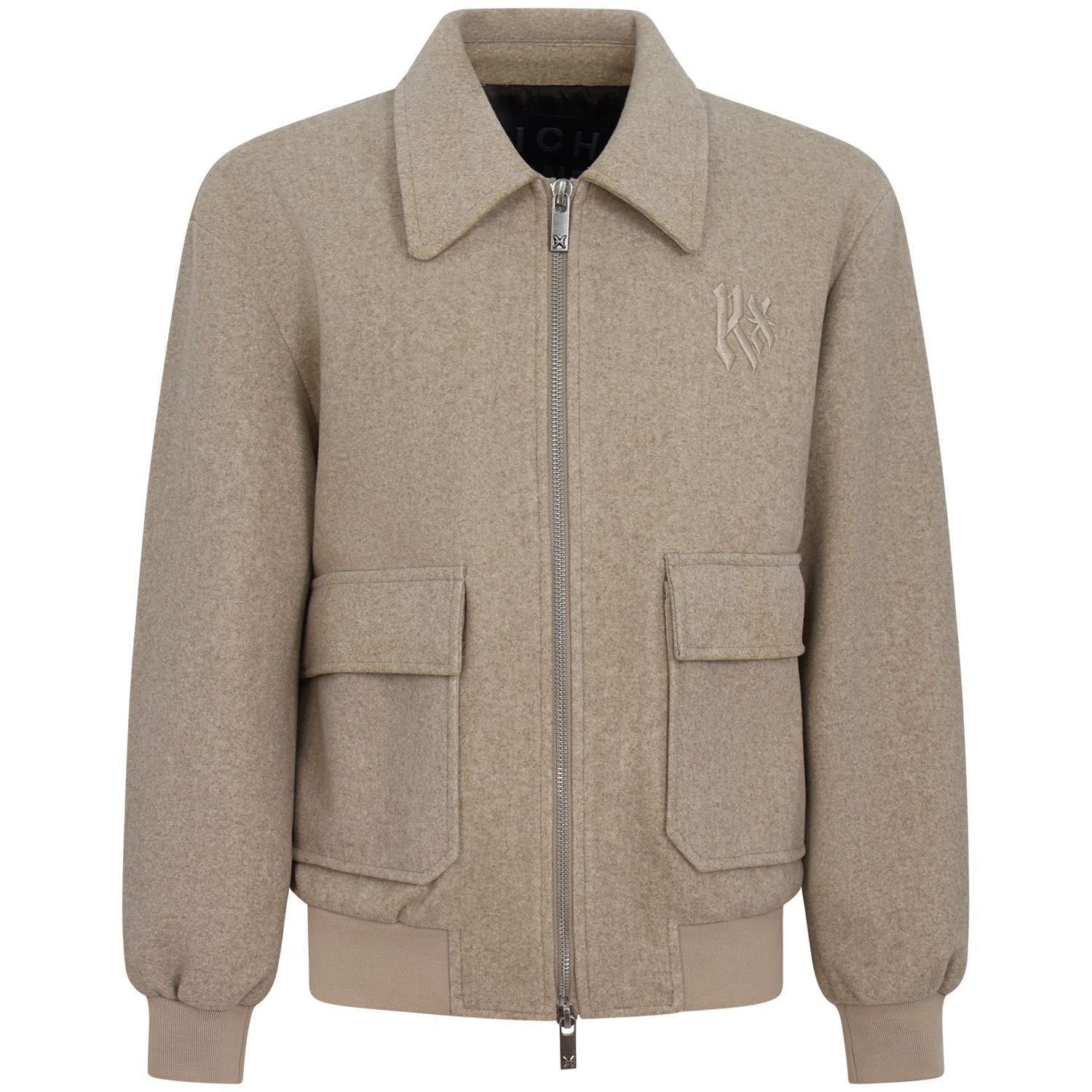 Giubbotto beige con logo per uomo