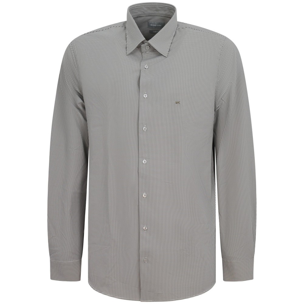 Camicia bianca/verde con microfantasia per uomo