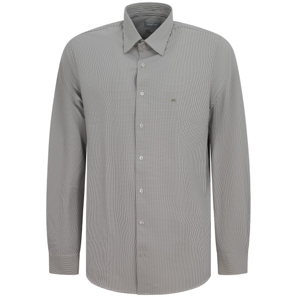 Camicia bianca/verde con microfantasia per uomo