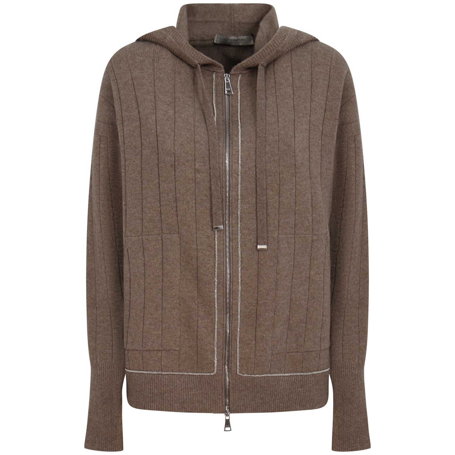 Maglione beige con zip per donna