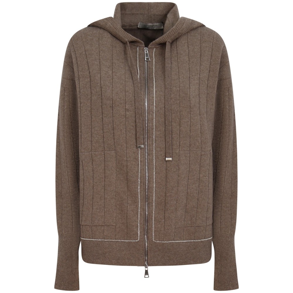 Maglione beige con zip per donna