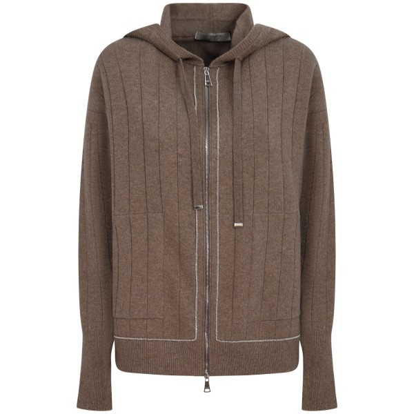 Maglione beige con zip per donna
