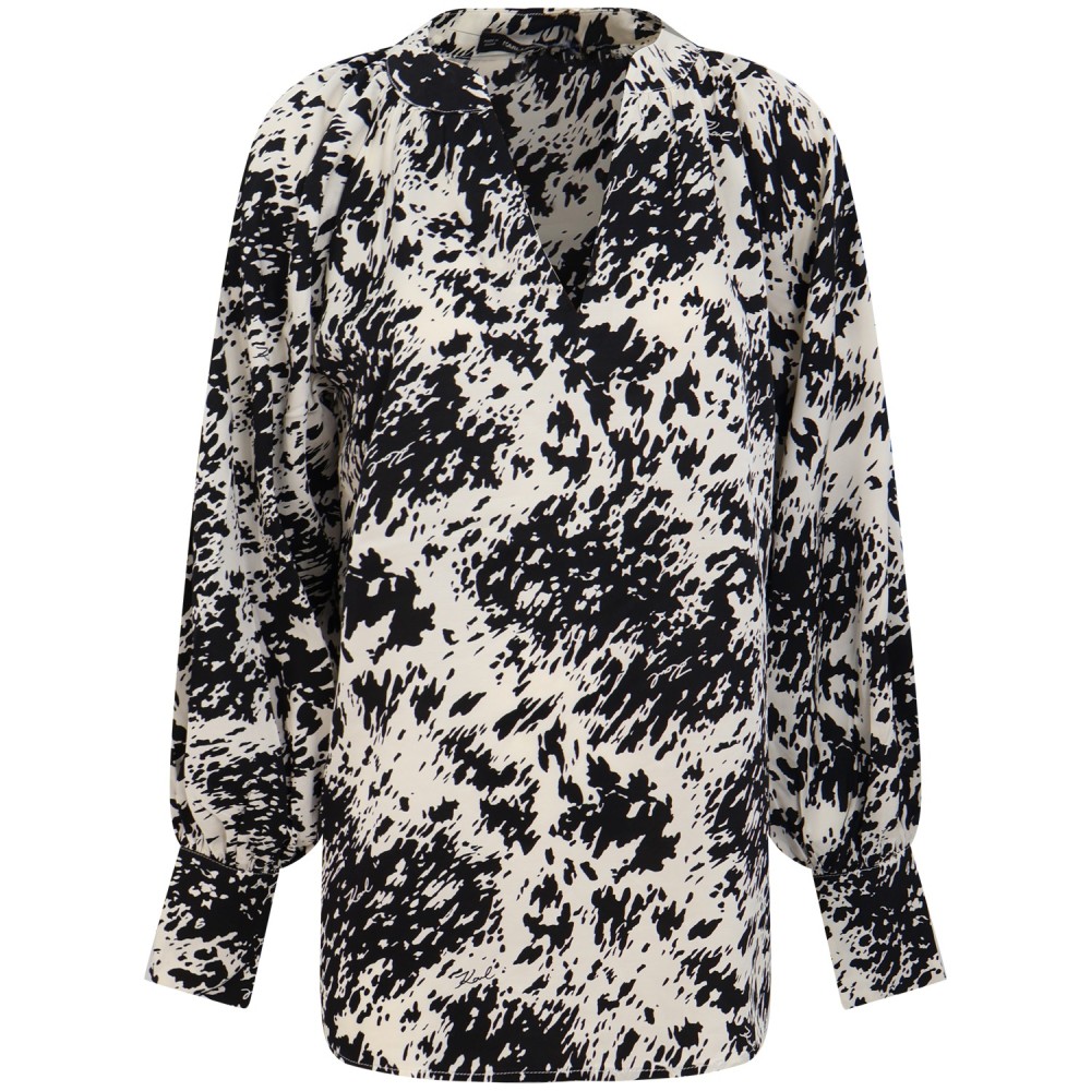 Camicia a fantasia bianco nero per donna