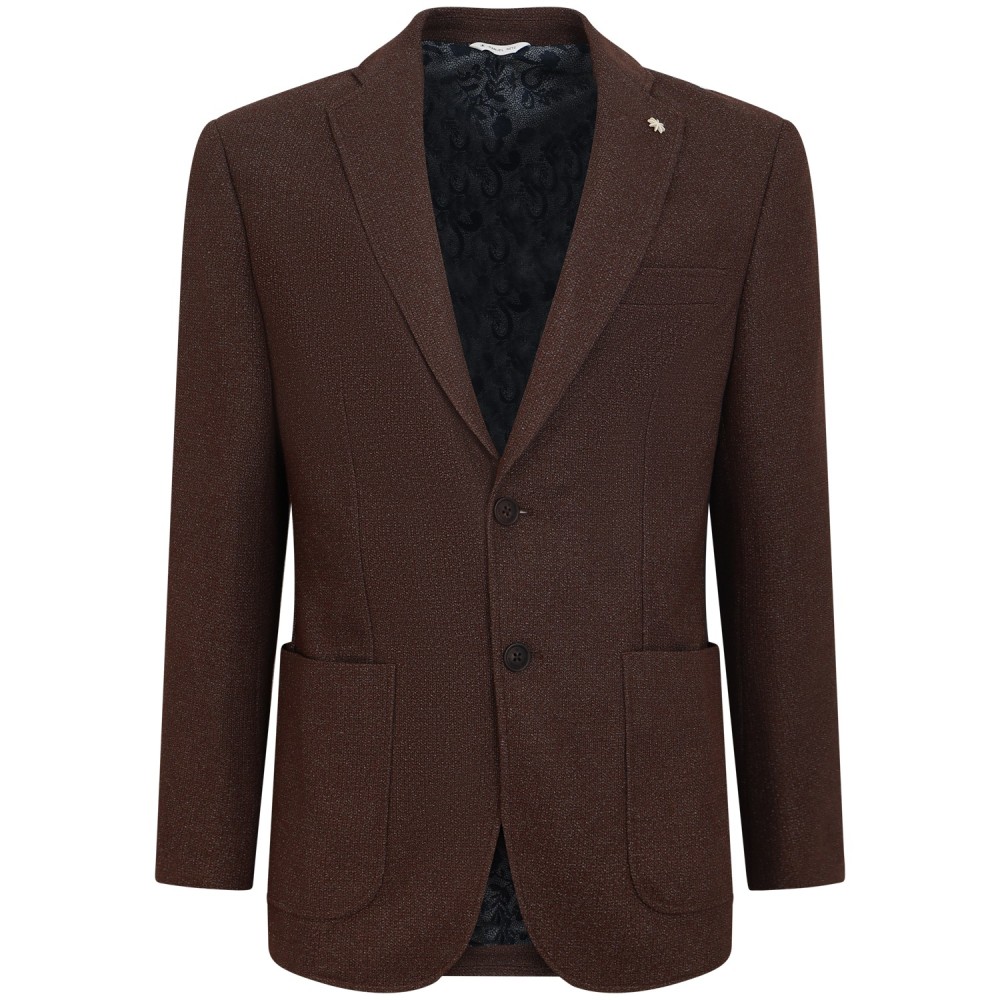 Giacca marrone con micro fantasia per uomo