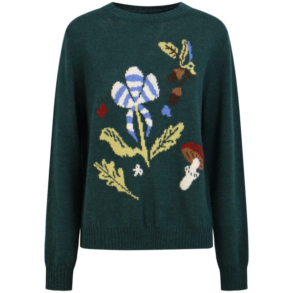 Maglione verde con fantasia  per donna
