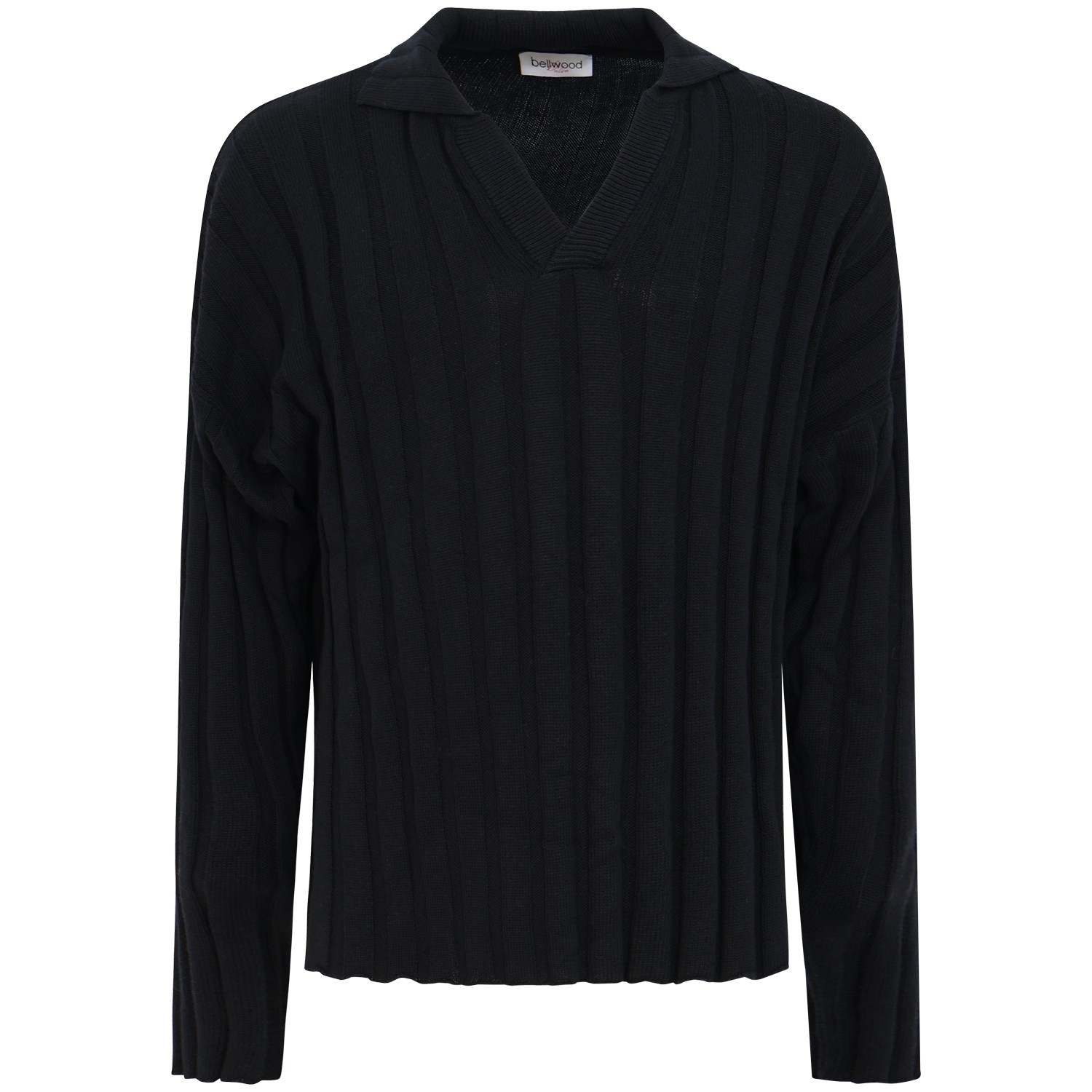 Maglione nero con colletto per uomo