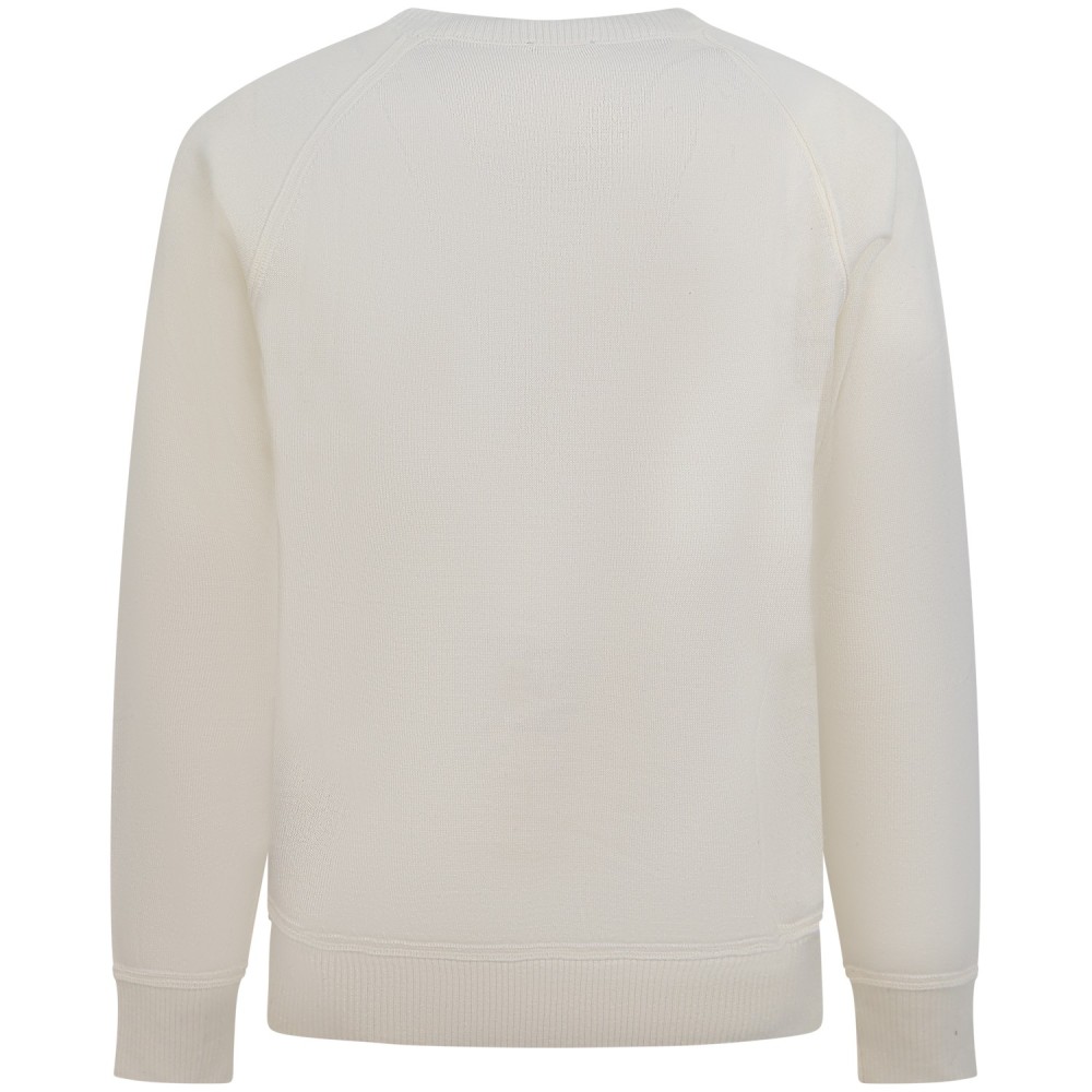 Maglione avorio con logo per uomo