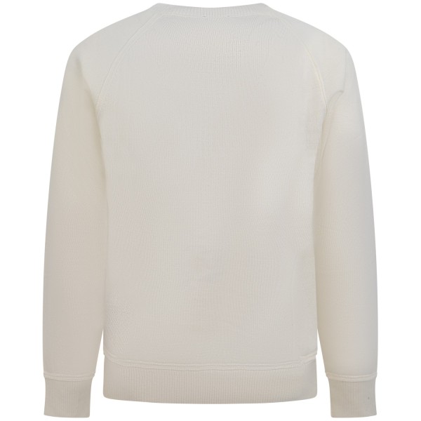 Maglione avorio con logo per uomo
