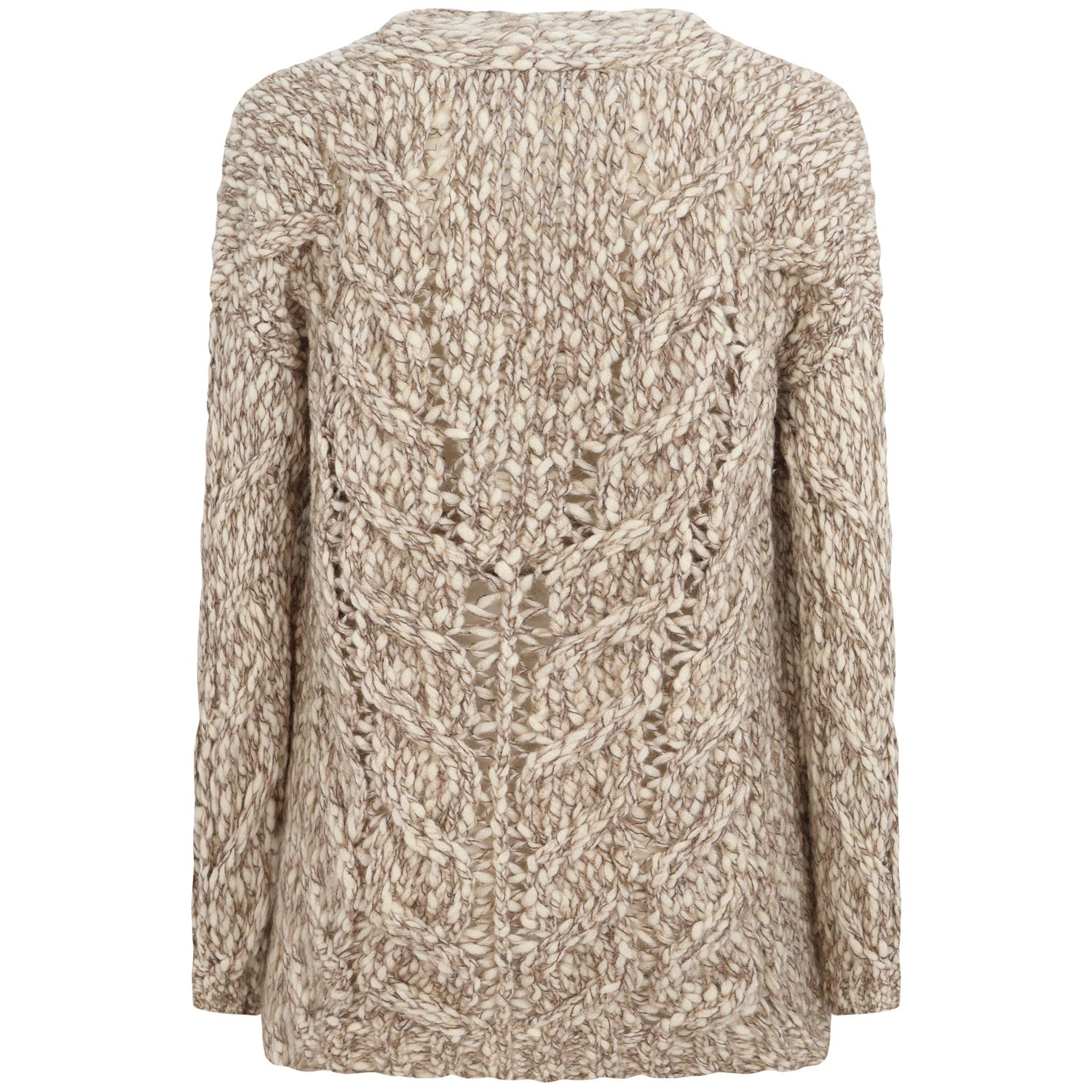 Cardigan intrecciato panna e marrone per donna 2