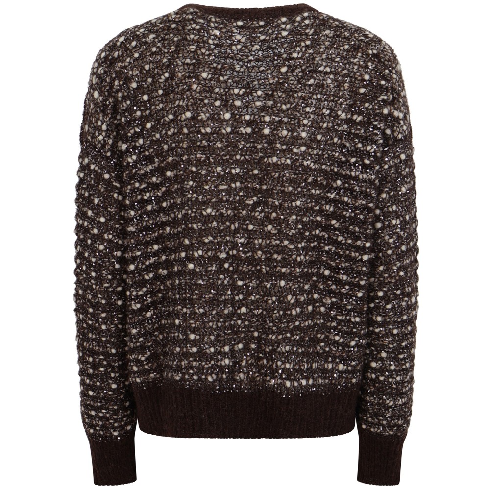 Cardigan in lurex marrone per donna