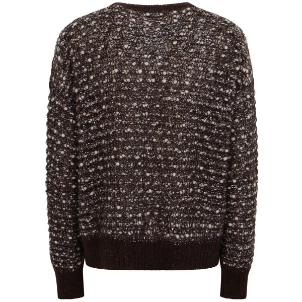 Cardigan in lurex marrone per donna