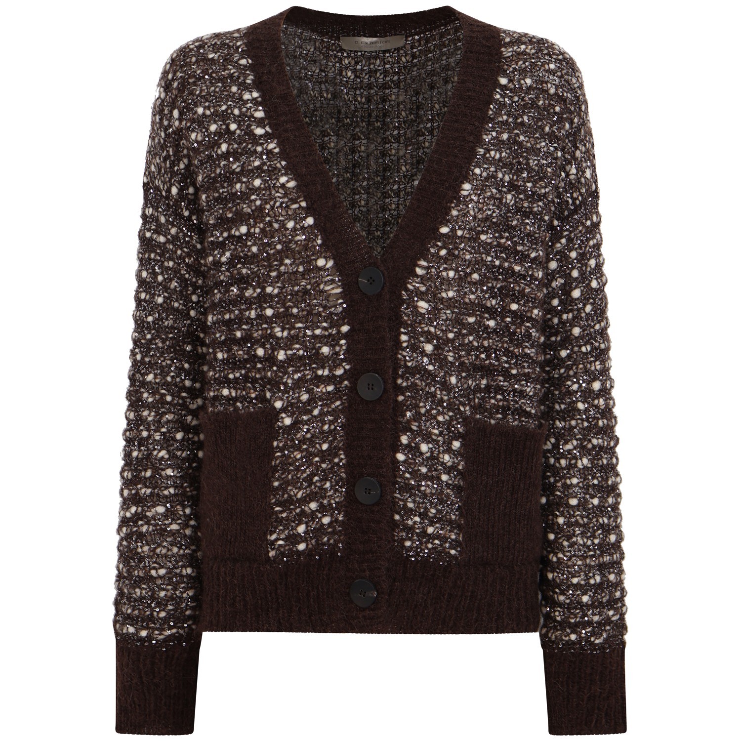Cardigan in lurex marrone per donna