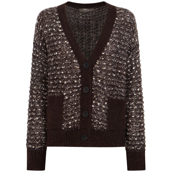 Cardigan in lurex marrone per donna