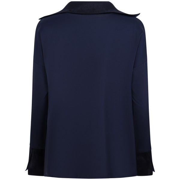 Camicia in raso blu per donna